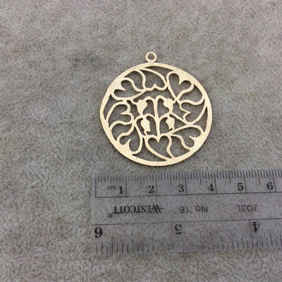 Large Sized Gold Plated Copper Heart/Vines Cutout Circle Shaped Components - Measuring 40mm x 40mm - Sold in Packs of 4 (358-GD)