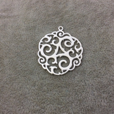 TBD-4 Medium Sized Silver Plated Tribal Swirl Cutout Shaped Brushed Finish Copper Components - Measuring 32mm x 32mm - Sold in Packs of 4