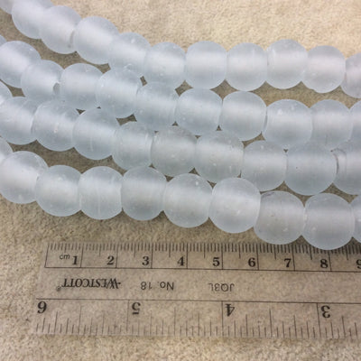 14mm Matte Pale Light Blue Irregular Rondelle Shaped Indian Beach/Sea Glass Beads - Sold by 16" Strands - Approximately 28 Beads