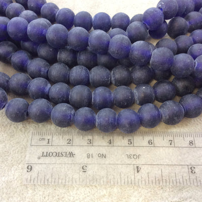 12mm Matte Navy Blue Irregular Rondelle Shaped Indian Beach/Sea Glass Beads - Sold by 16" Strands - Approximately 34 Beads per Strand