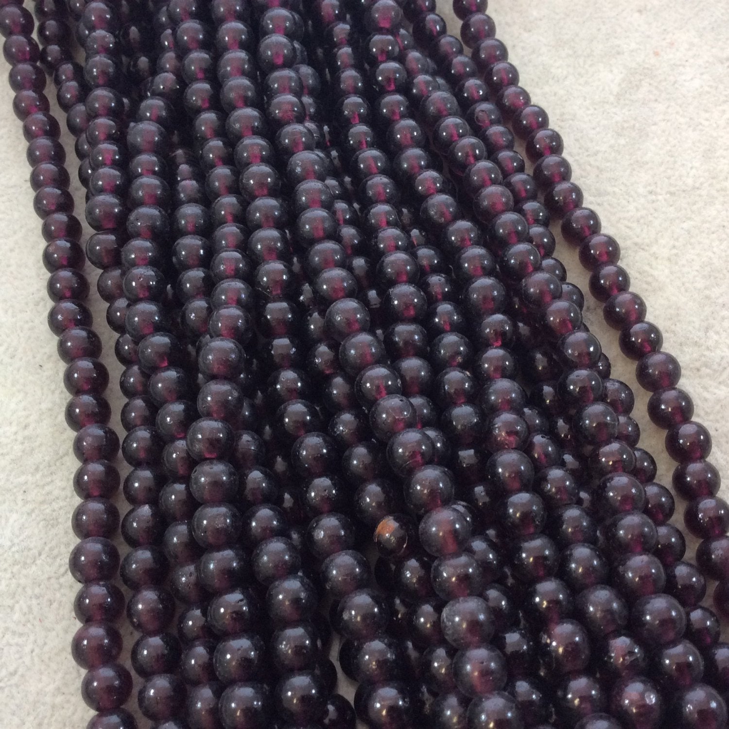 6mm Glossy Deep Red/Purple Irregular Rondelle Shaped Indian Beach/Sea Glass Beads - Sold by 15" Strands - Approximately 63 Beads
