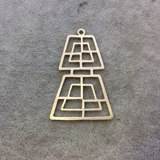 Large Gold Plated Stacked Cut-Out Trapezoid Shaped Brushed Finish Copper Components - Measuring 35mm x 52mm - Sold in Packs of 4 (425-GD)