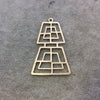 Large Gold Plated Stacked Cut-Out Trapezoid Shaped Brushed Finish Copper Components - Measuring 35mm x 52mm - Sold in Packs of 4 (425-GD)