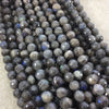 10mm Faceted Natural Labradorite Round/Ball Shaped Beads with 1mm Holes - Sold by 15" Strands (Approx. 39 Beads) - Quality Gemstone