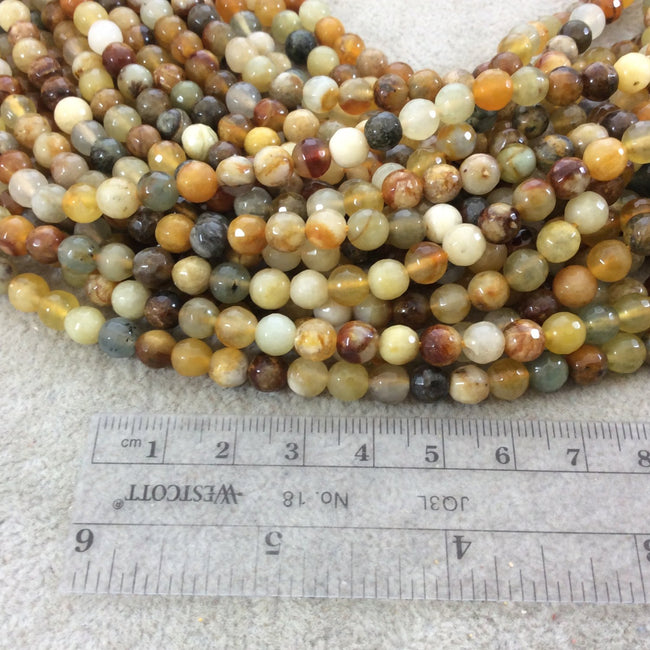 6mm Faceted Natural Flower Jasper Round/Ball Shaped Beads with 1mm Holes - Sold by 15" Strands (Approx. 65 Beads) - Quality Gemstone