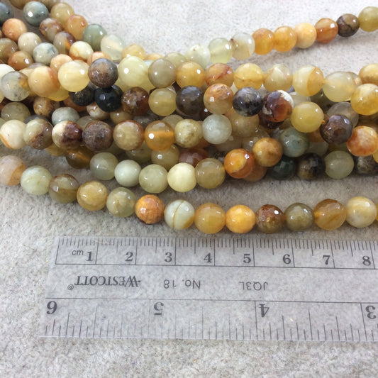 8mm Faceted Natural Flower Jasper Round/Ball Shaped Beads with 1mm Holes - Sold by 16" Strands (Approx. 52 Beads) - Quality Gemstone