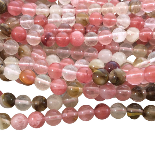 10mm Smooth Manmade Cherry Quartz Round/Ball Shaped Beads with 1mm Holes - Sold by 15" Strands (Approx. 38 Beads) - Synthetic Gemstone