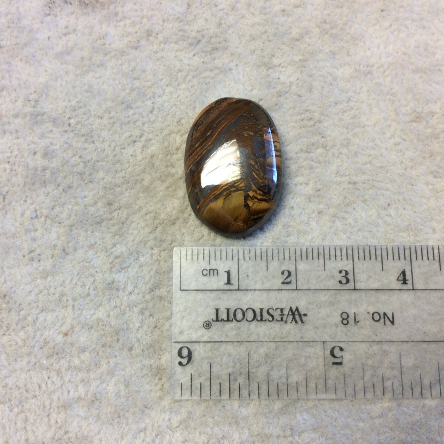 Single OOAK Natural Tiger Iron Oblong Oval Shaped Flat Back Cabochon - Measuring 18mm x 26mm, 6mm Dome Height - High Quality Gemstone