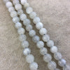 Gray Moonstone Smooth Finish Round/Ball Shaped Beads with 2.00mm Holes - 7.75" Strand (Approx. 25 Beads) - LARGE HOLE BEADS