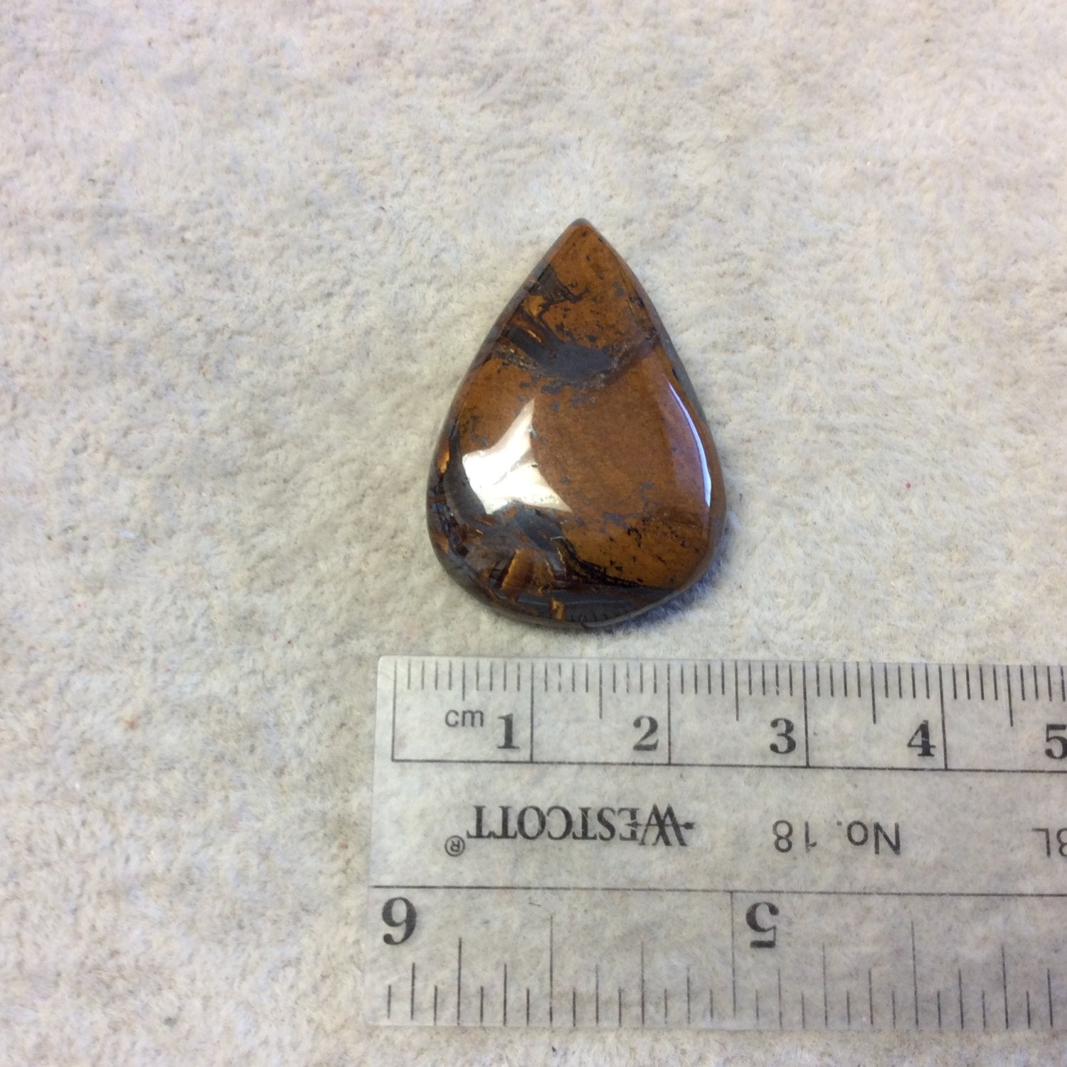 Single OOAK Natural Tiger Iron Teardrop/Pear Shaped Flat Back Cabochon - Measuring 23mm x 32mm, 6mm Dome Height - High Quality Gemstone