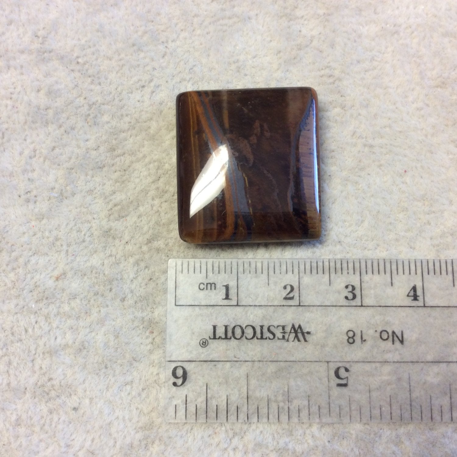 Single OOAK Natural Tiger Iron Oblong Rectangle Shaped Flat Back Cabochon - Measuring 24mm x 26mm, 6mm Dome Height - High Quality Gemstone