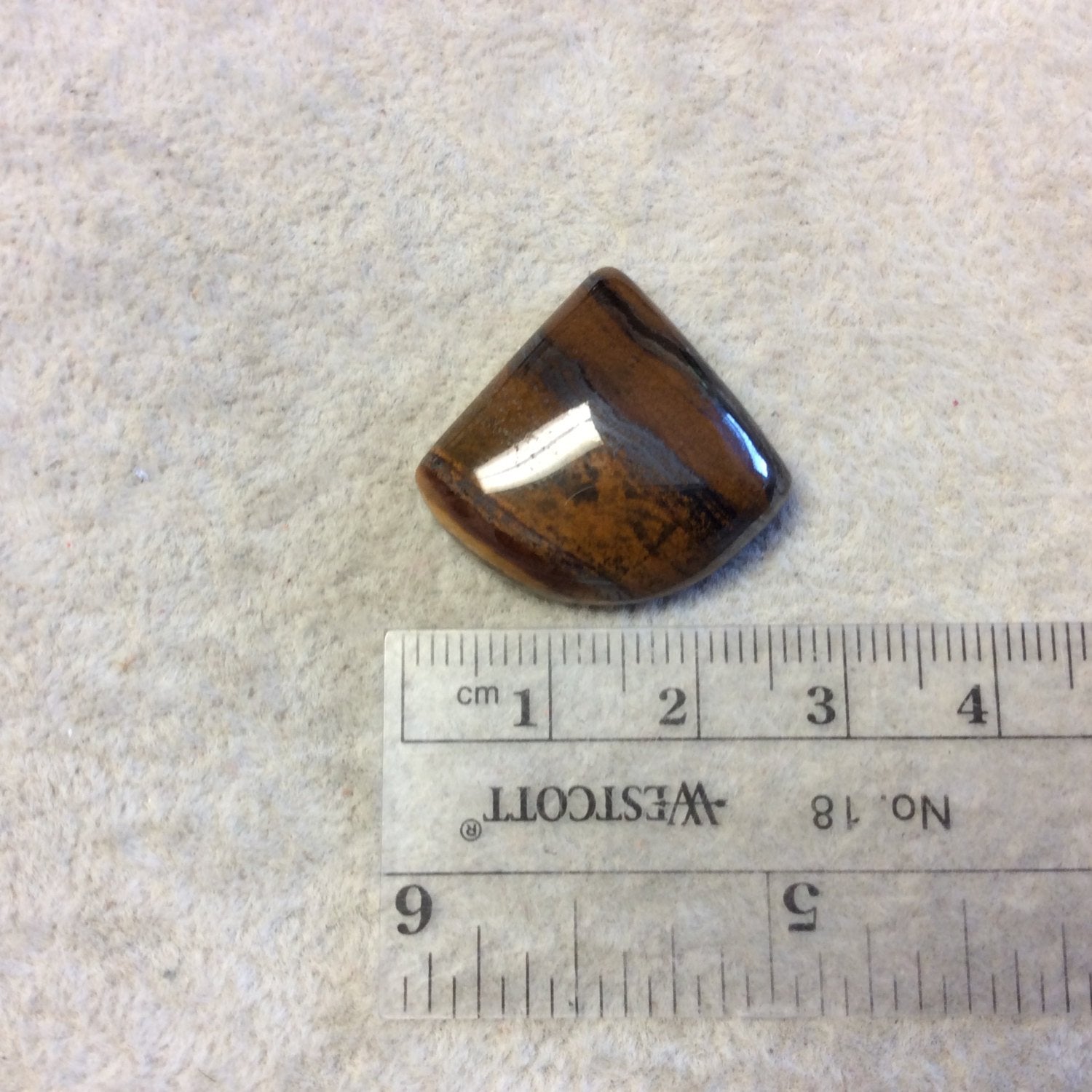 Single OOAK Natural Tiger Iron Freeform Fan Shaped Flat Back Cabochon - Measuring 21mm x 21mm, 7mm Dome Height - High Quality Gemstone