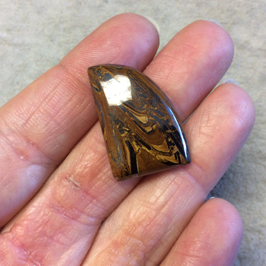 Single OOAK Natural Tiger Iron Freeform Sail Shaped Flat Back Cabochon - Measuring 19mm x 28mm, 5mm Dome Height - High Quality Gemstone