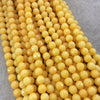 8mm Faceted Dyed Cadmium Yellow Natural Jade Round/Ball Shape Beads with 1mm Beading Holes - Sold by 14.75" Strands (Approximately 47 Beads)