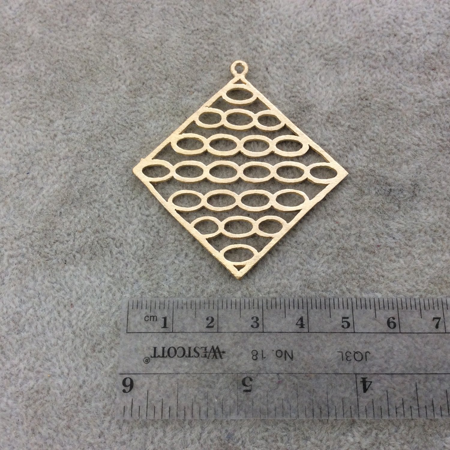 Large Gold Plated Oval Link Cut-Out Diamond Shaped Brushed Finish Copper Components - Measuring 52mm x 52mm - Sold in Packs of 4 (378-GD)