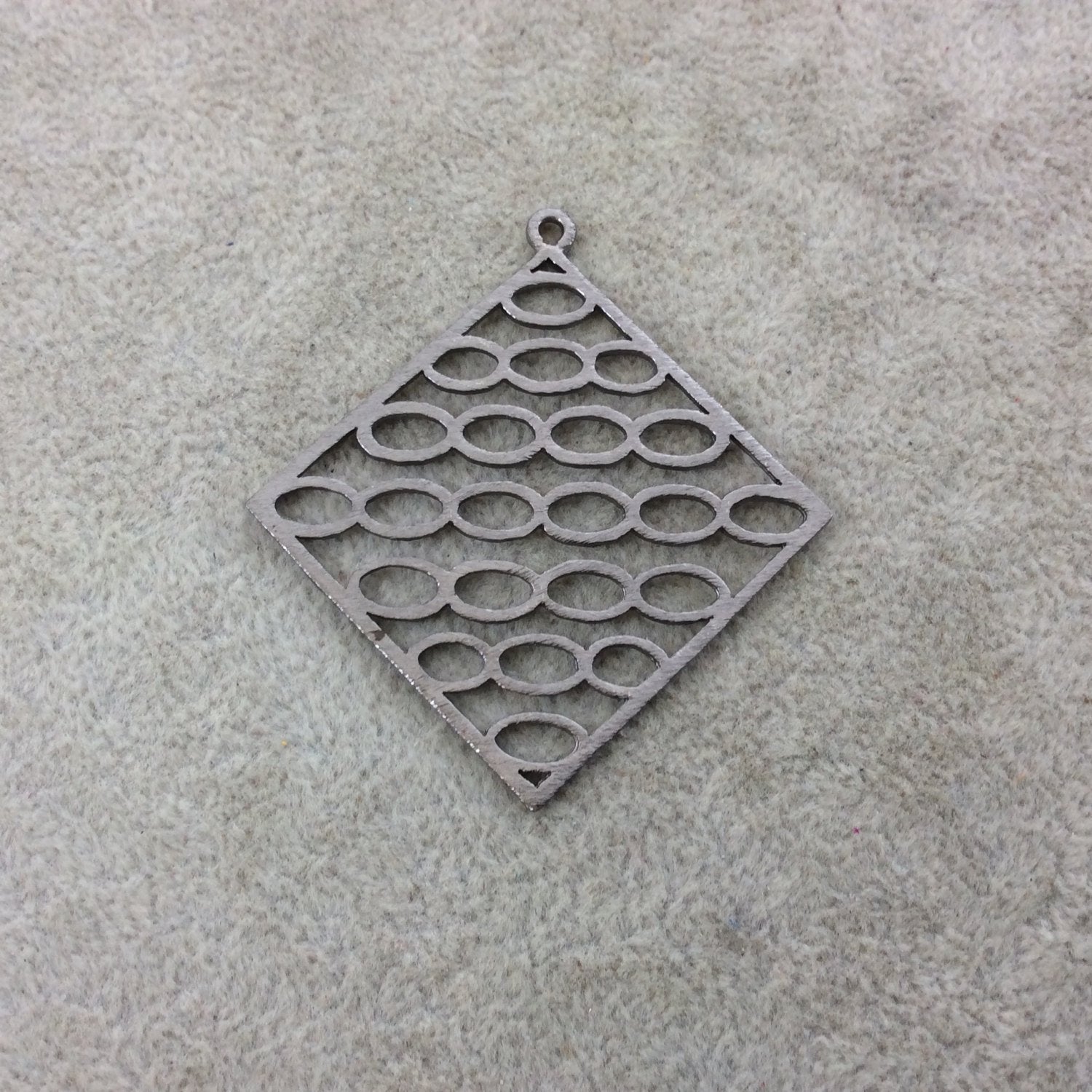 Large Gunmetal Plated Oval Link Cut-Out Diamond Shaped Brushed Finish Copper Components - Measuring 52mm x 52mm -Sold in Packs of 4 (378-GM)