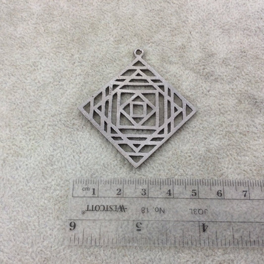 Large Gunmetal Plated Concentric Cut-Out Diamond Shaped Brushed Finish Copper Components -Measuring 52mm x 52mm -Sold in Packs of 4 (379-GM)