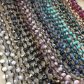 18" Dark Brown Thread Necklace Section with 8mm Faceted Matte Finish Rondelle Shaped Opaque Bicolor Denim Chinese Crystal Beads - (18CC-149)