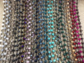 Chinese Crystal Beads | 18" Dark Brown Thread Necklace Section with 8mm Faceted Glossy Finish Rondelle Shaped Opaque Dark Teal Glass Beads