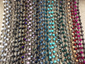 18" Dark Brown Thread Necklace Section with 8mm Faceted Matte Finish Rondelle Shaped Opaque Bicolor Denim Chinese Crystal Beads - (18CC-149)