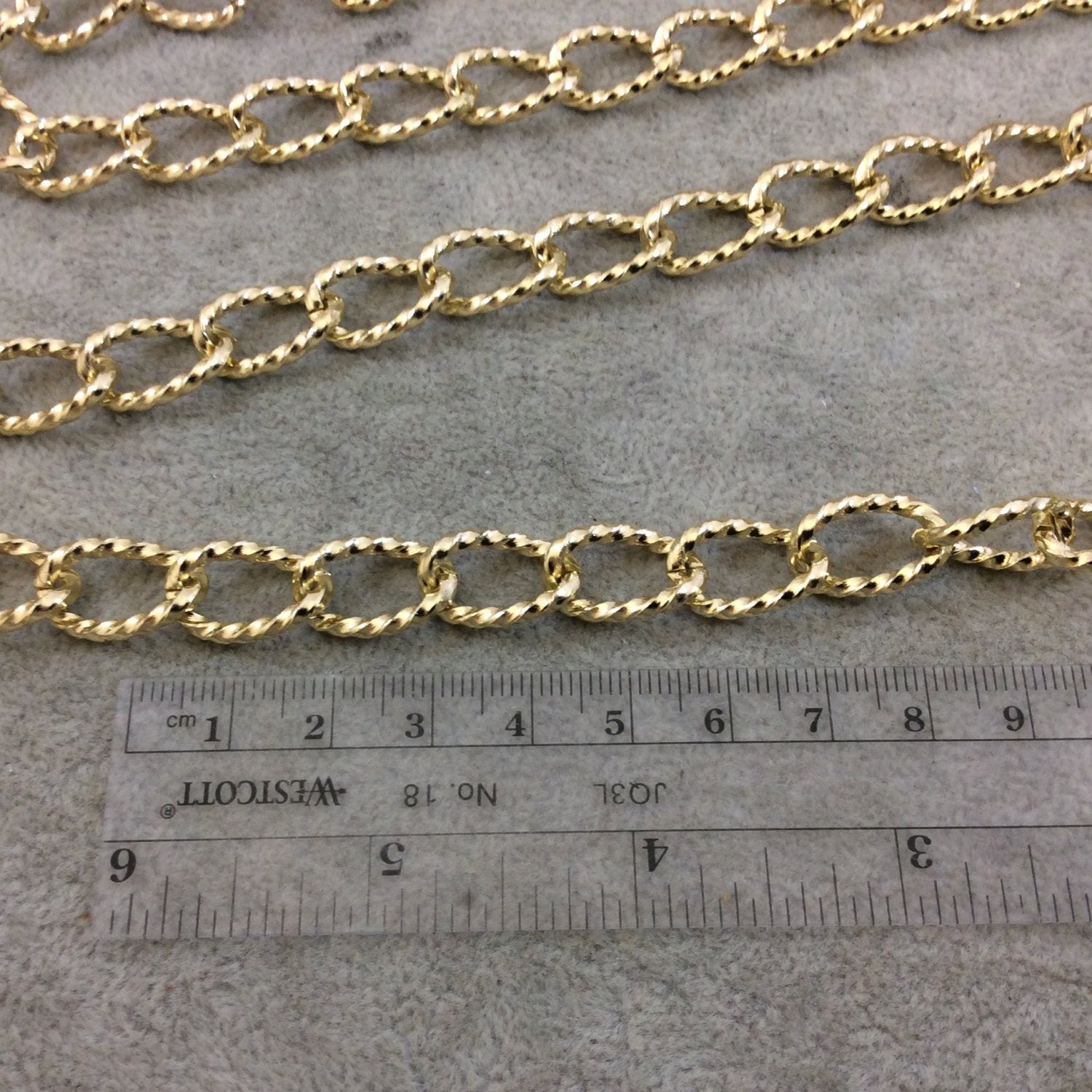 A1309 FULL SPOOL - Gold Plated Aluminum Oblong Oval Shaped Twisted Wire Link Curb Chain with 11mm x 17mm Links - Three Finishes Available