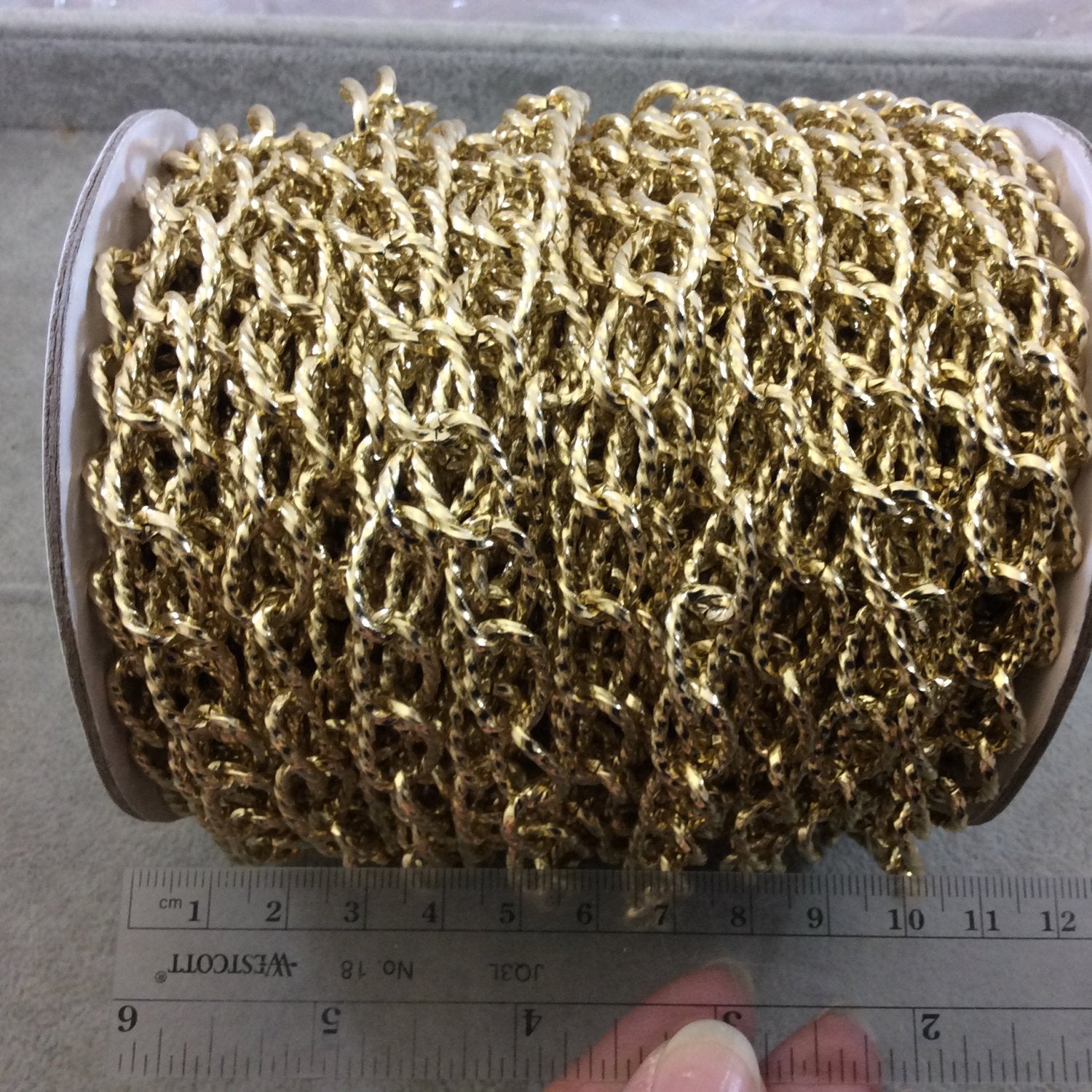 A1309 FULL SPOOL - Gold Plated Aluminum Oblong Oval Shaped Twisted Wire Link Curb Chain with 11mm x 17mm Links - Three Finishes Available