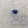 Sterling Silver Faceted Half Moon Shaped Sapphire Blue Hydro (Man-made) Quartz Bezel Pendant - Measuring 16mm x 12mm - Sold Individually