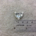 Sterling Silver Faceted Half Moon Shaped Pale Light Green Hydro (Man-made) Quartz Bezel Pendant - Measuring 16mm x 12mm - Sold Individually