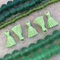14mm Matte Plain Green Irregular Rondelle Shaped Indian Beach/Sea Glass Beads - Sold by 16" Strands - Approximately 28 Beads per Strand