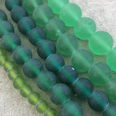 14mm Matte Bright Green Irregular Rondelle Shaped Indian Beach/Sea Glass Beads - Sold by 16" Strands - Approximately 28 Beads