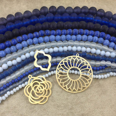 12mm Matte Navy Blue Irregular Rondelle Shaped Indian Beach/Sea Glass Beads - Sold by 16" Strands - Approximately 34 Beads per Strand