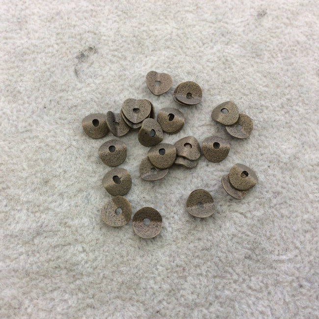 6mm Textured Bronze Plated Copper Wavy Disc/Heishi Washer Shaped Components - Sold in Bulk Packs of 25 Pieces - Great as Bracelet Spacers!
