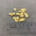 8mm Textured Gold Plated Copper Wavy Disc/Heishi Washer Shaped Components - Sold in Bulk Packs of 25 Pieces - Great as Bracelet Spacers!