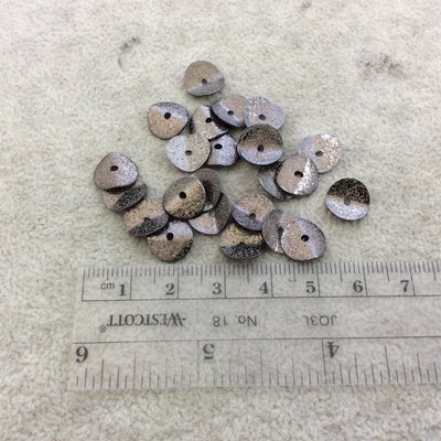 10mm Textured Gunmetal Plated Copper Wavy Disc/Heishi Washer Shape Components - Sold in Bulk Packs of 25 Pieces - Great as Bracelet Spacers!