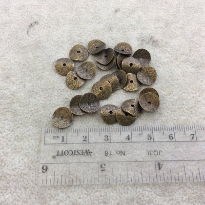 10mm Textured Bronze Plated Copper Wavy Disc/Heishi Washer Shaped Components - Sold in Bulk Packs of 25 Pieces - Great as Bracelet Spacers!