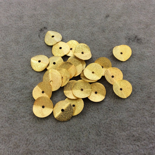 12mm Textured Gold Plated Copper Wavy Disc/Heishi Washer Shaped Components - Sold in Bulk Packs of 25 Pieces - Great as Bracelet Spacers!