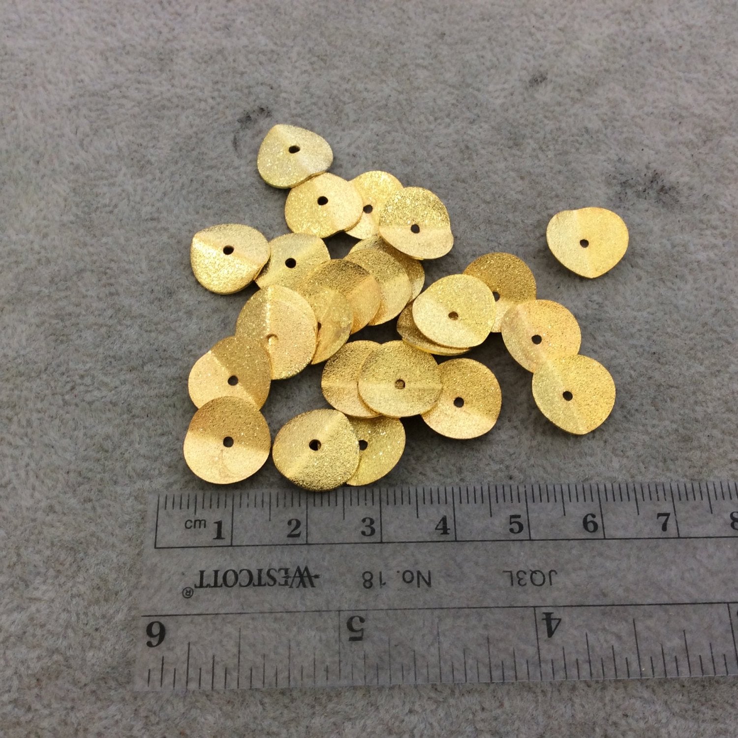 12mm Textured Gold Plated Copper Wavy Disc/Heishi Washer Shaped Components - Sold in Bulk Packs of 25 Pieces - Great as Bracelet Spacers!