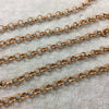 5' Section of 6mm Medium Copper Plated Copper Round Link Rolo Style Chain - Available in Four Different Finishes, Check Related Links!