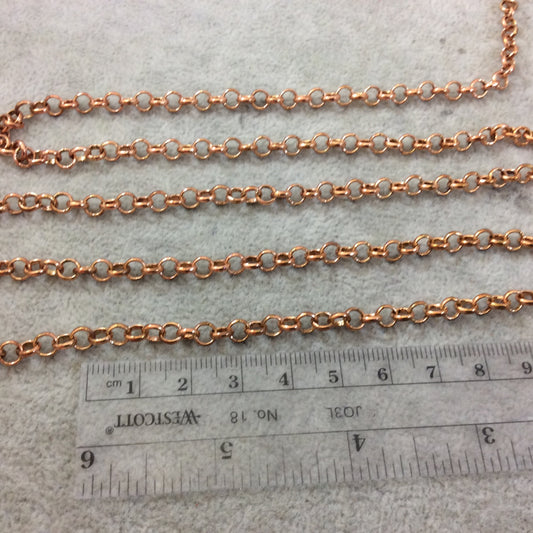 5' Section of 5mm Medium Copper Plated Copper Round Link Rolo Style Chain - Available in Four Different Finishes, Check Related Links!