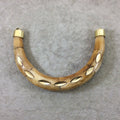5" Extra-Large Light Brown Double Ended U-Shaped Inlay Crescent Shaped Natural Ox Bone Focal Pendant - Measuring 130mm x 85mm