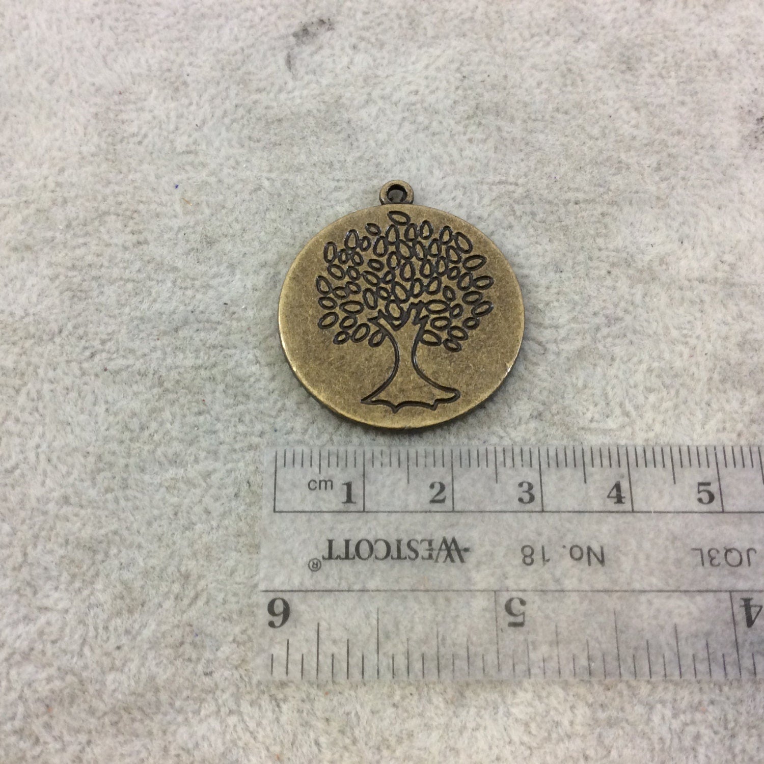 Tibetan Silver Tree Engraved Charms | 30mm Focal Pendant