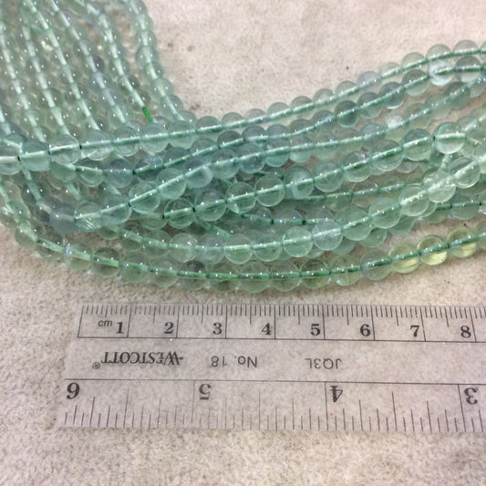 6mm Smooth Natural AAA Green Fluorite Round/Ball Shaped Beads with 1mm Holes - Sold by 15" Strands (Approx. 60 Beads) - Quality Gemstone