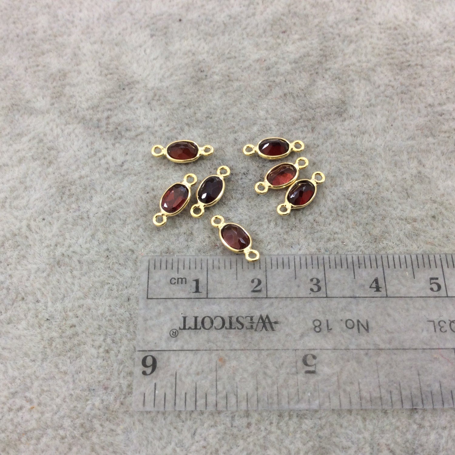 Garnet Connector for Non Tarnish Jewelry - Permanent Jewelry Supplies - 3mm x 5mm Bezel Connector - 14k Gold Vermeil Gemstone Link