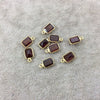 BULK LOT - Pack of Six (6) Gold Vermeil Pointed/Cut Stone Faceted Rectangle Shaped Deep Red Garnet Bezel Pendants - Measuring 5mm x 7mm