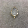 Gold Vermeil Faceted Clear Hydro (Lab Created) Quartz Teardrop/Pear Shaped Bezel Connector - Measuring 18mm x 25mm - Sold Individually