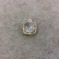 Gold Vermeil Faceted Clear Hydro (Lab Created) Quartz Square Shaped Bezel Pendant - Measuring 15mm x 15mm - Sold Individually