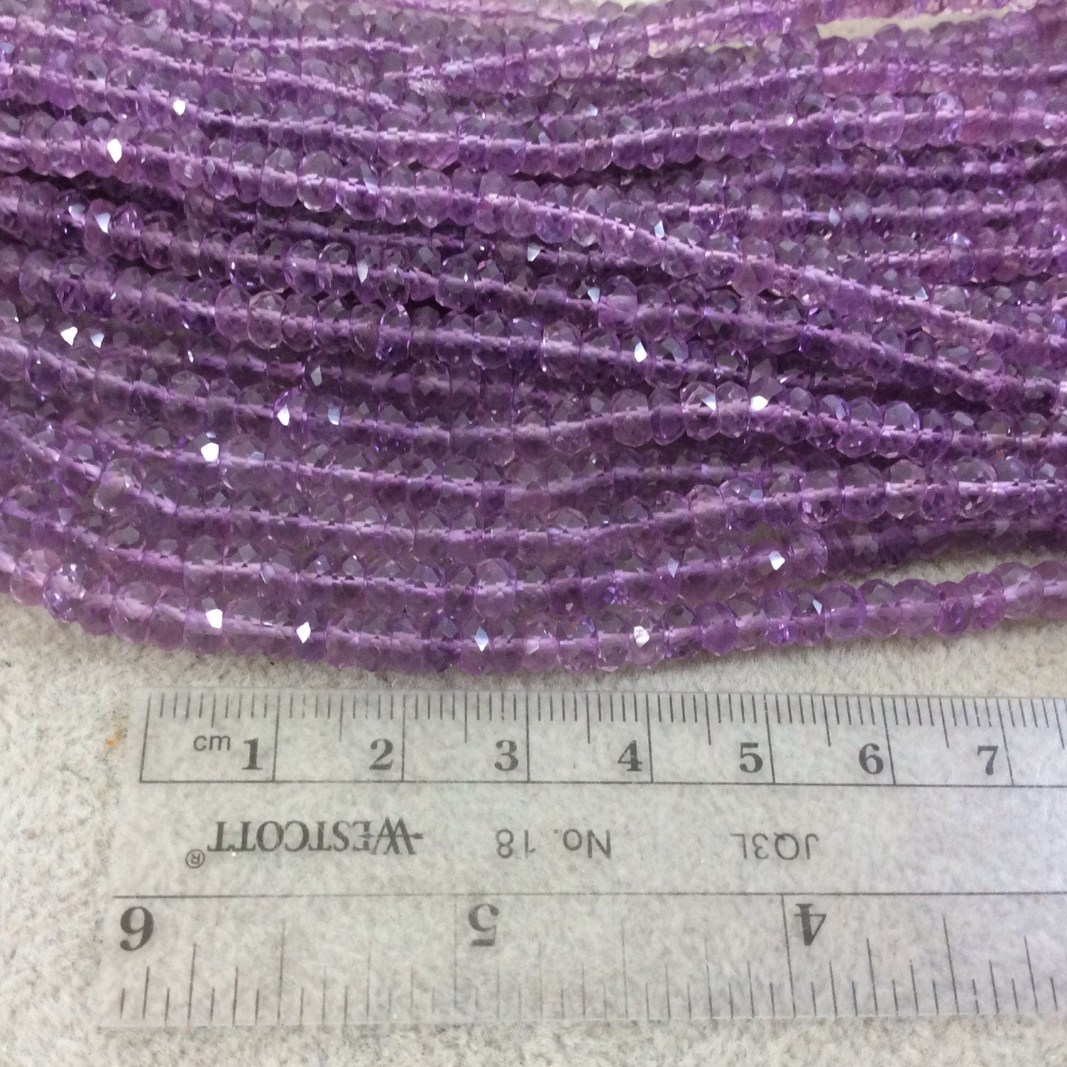 5mm Micro-Faceted Natural Brazilian Pink Amethyst Rondelle Shaped Beads - 13" Strand (Approx. 113 Beads) - Hand-Cut Indian Gemstone