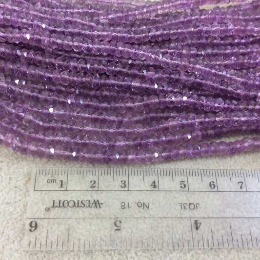 5mm Micro-Faceted Natural Brazilian Pink Amethyst Rondelle Shaped Beads - 13" Strand (Approx. 113 Beads) - Hand-Cut Indian Gemstone