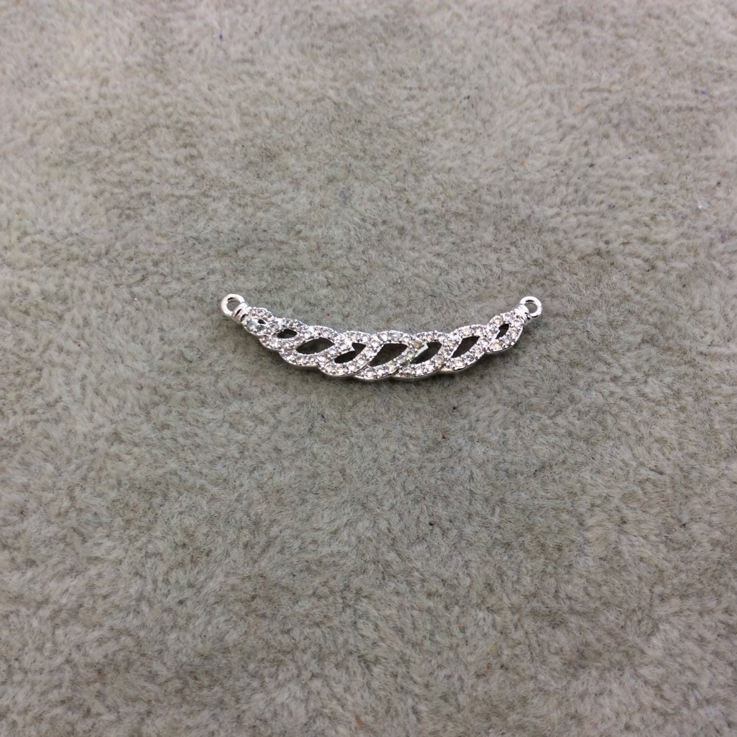Silver Plated CZ Cubic Zirconia Inlaid Twisted U-Shaped Copper Pendant - Measuring 5mm x 30mm  - Available in Four Colors, See Related!