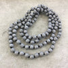 36" Hand-Knotted Black Thread Necklace Featuring 6mm Matte Finish Druzy Round/Ball Shaped Metallic Silver Agate Beads - LIMITED STOCK